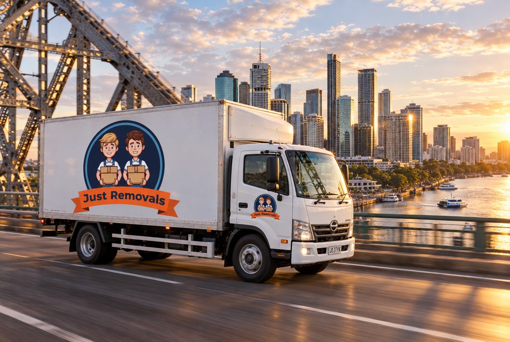 Just Removals truck crossing the Story Bridge